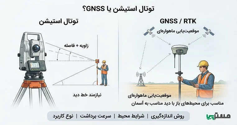 تفاوت توتال استیشن و GNSS در نقشه برداری
