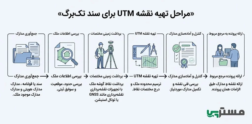 مراحل تهیه نقشه UTM برای سند تکبرگ و آمادهسازی مدارک سند تکبرگ