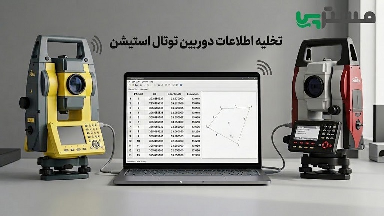 تخلیه اطلاعات توتال استیشن لایکا و سندینگ به کامپیوتر راهنمای عملی